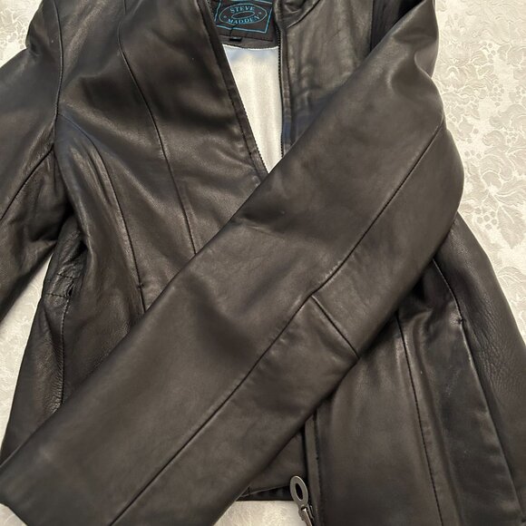 Steve Madden Black Leather Vintage Coat (Size S) - Picture 5 of 9